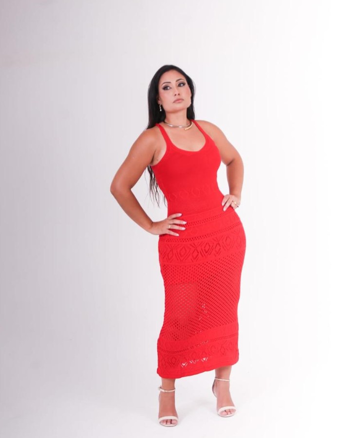 VESTIDO EM TRICO MODAL FORRADO RENDADO   SEM MANGA
