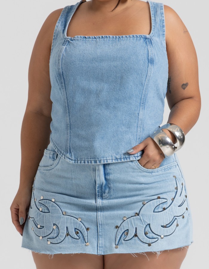 Short saia western - plus