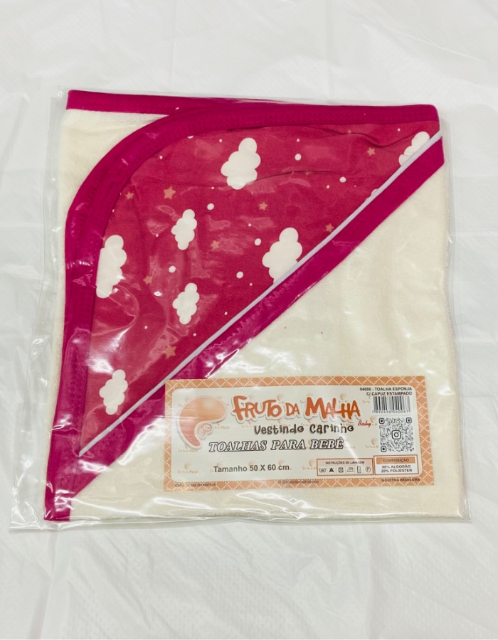 TOALHA C/CAPUZ ESTAMPADO MASC E FEM 4006 50X50CM FRUTO DA MALHA 