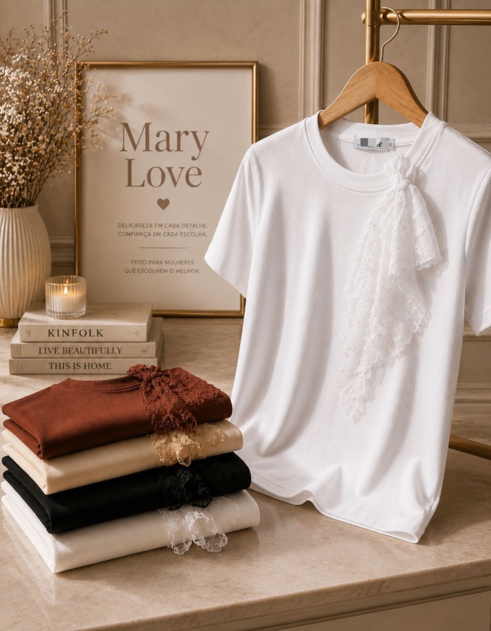 Blusa laço renda  