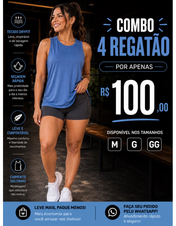 Combo Regata Dryfit sem estampa 