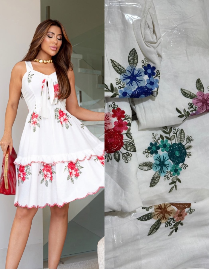 VESTIDO CURTO BORDADO LASER
