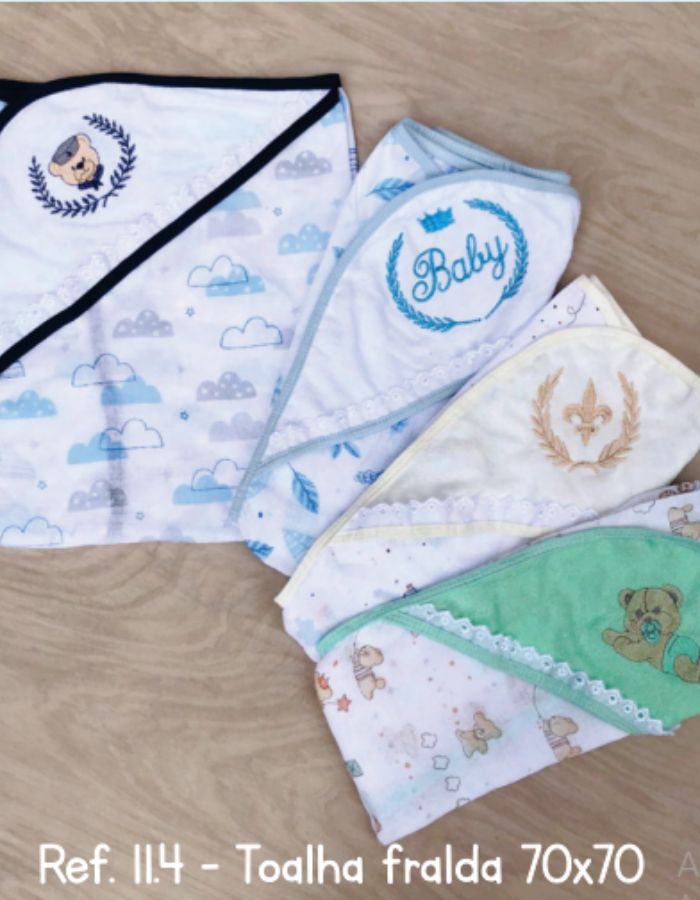 TOALHA FRALDA 70X70CM MASCULINO E FEMININO 11.4 PEDRINHO BABY