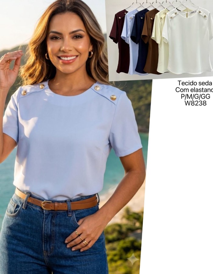 BLUSA CREPE SEDA C/ DETALHE NO OMBRO