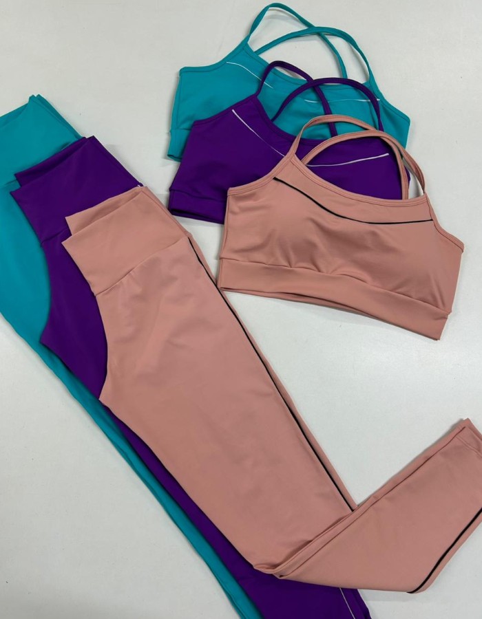 CONJUNTO TOP ALÇA CALÇA FRIZO LATERAL