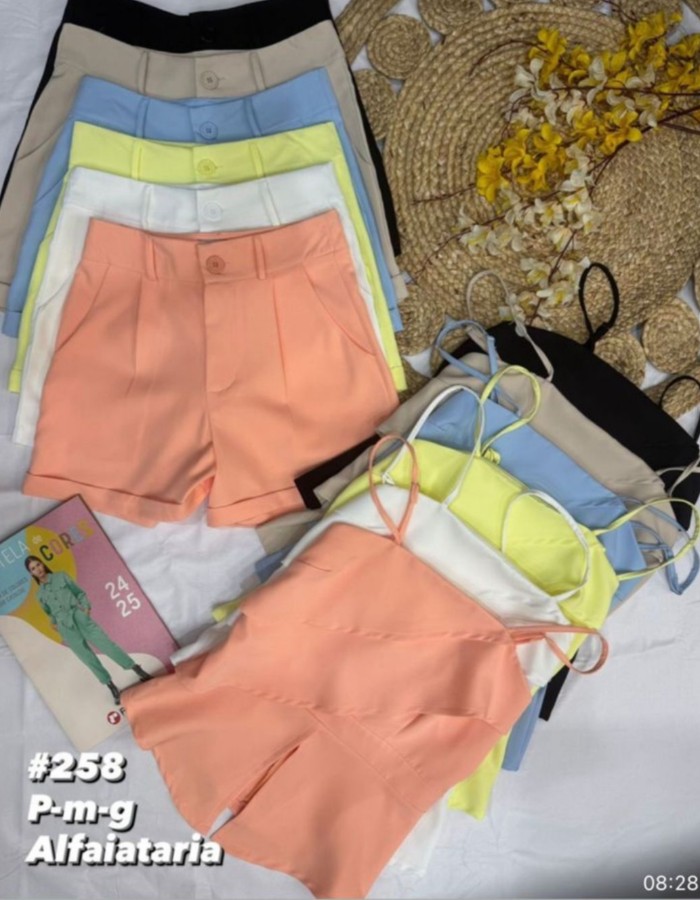 CONJUNTO DE SHORT E BLUSA PREMIUM ALFAIATARIA