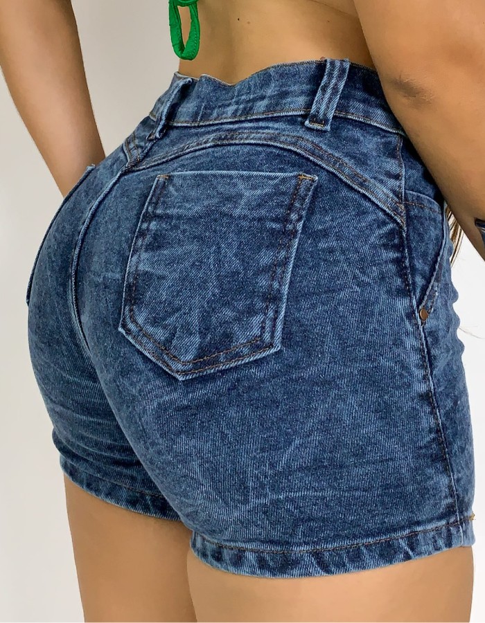 SHORTINHO JEANS FEMININA MARMORIZADO CLARO 