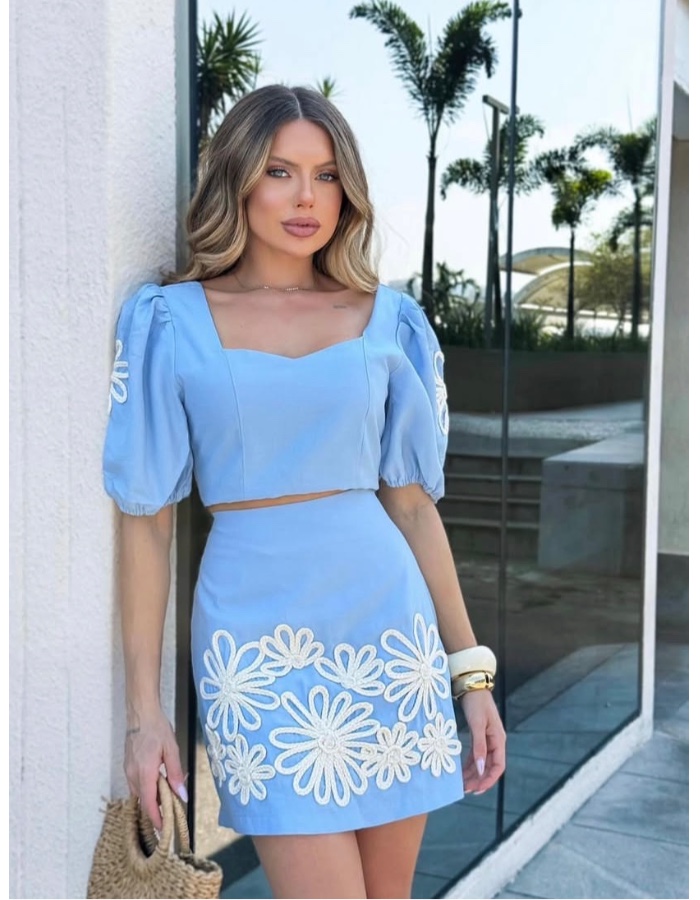 conjunto Top flor