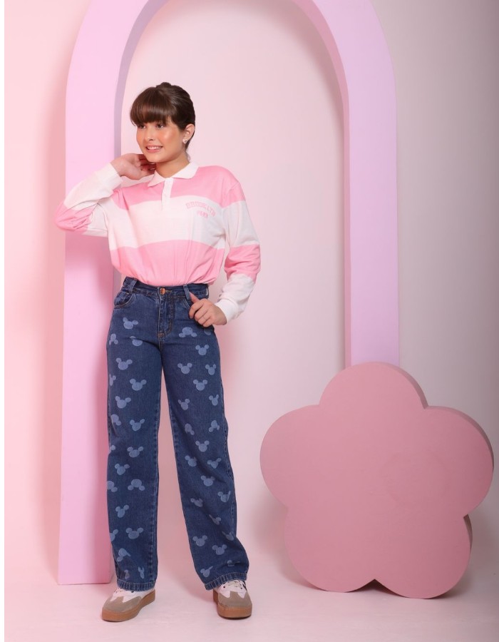CALÇA JUVENIL WIDE LEG ESTAMPADA