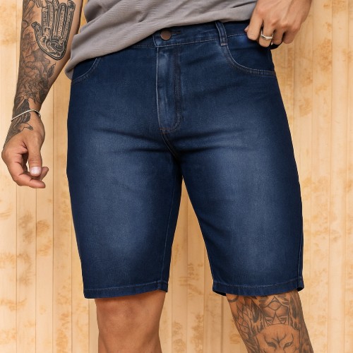 Bermuda jeans lisa deferênciada