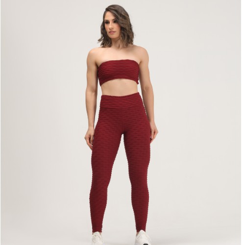 CONJUNTO CALÇA com top faixa  TECIDO BOLHA empina bumbum
