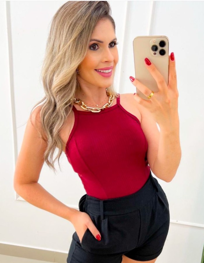 CROPPED LAURA CANELADO 100% ALGODÃO