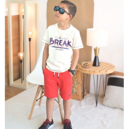 CAMISA bege BREAK+ bermuda vermelha 