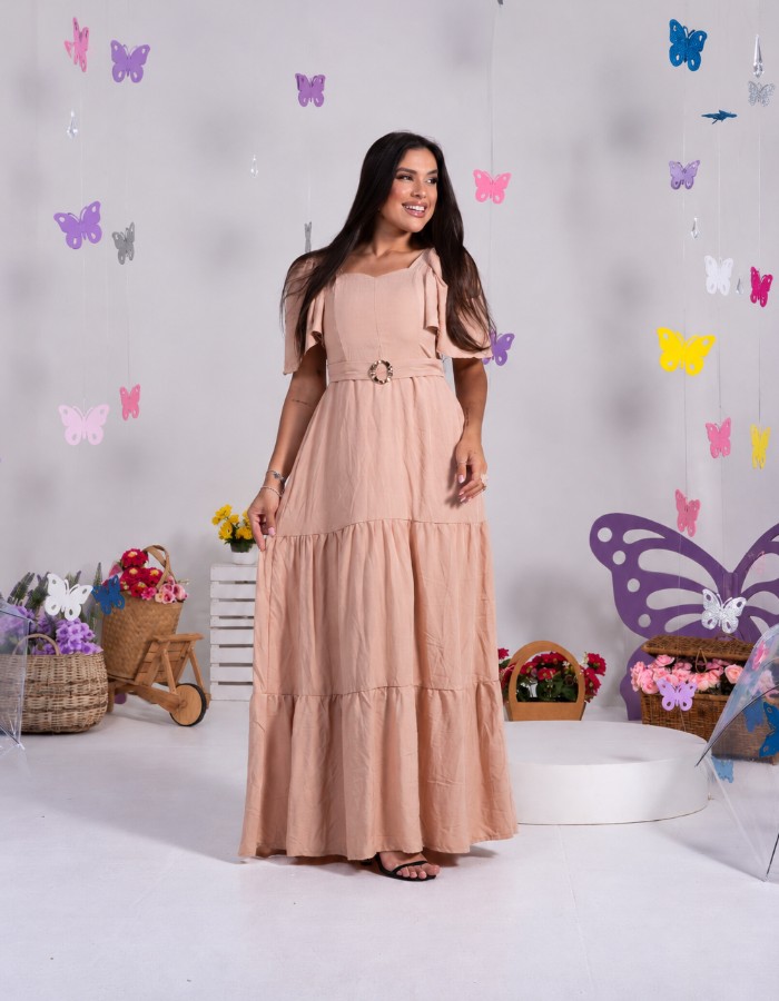 VESTIDO COM CINTO ( TEC. VISCOLINHO)