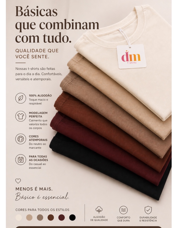 T-SHIRT DE ALGODÃO BÁSICA 