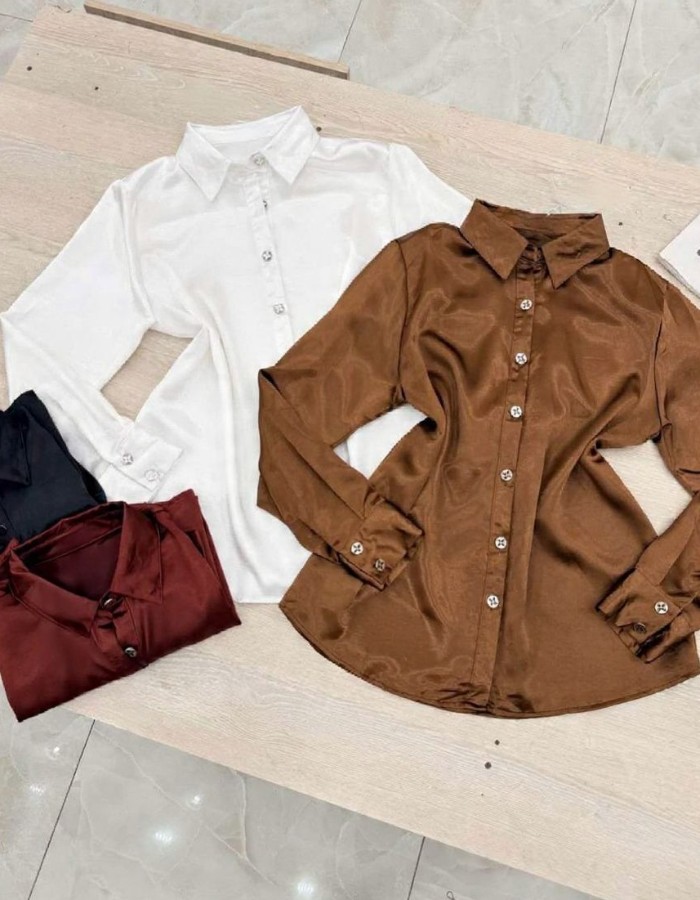 CAMISA M/L BOTÃO PRATA DET.