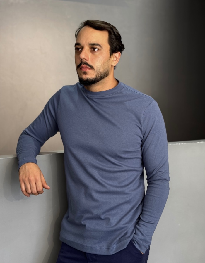 SUEDINE GOLA MEDIA MANGA LONGA AZUL