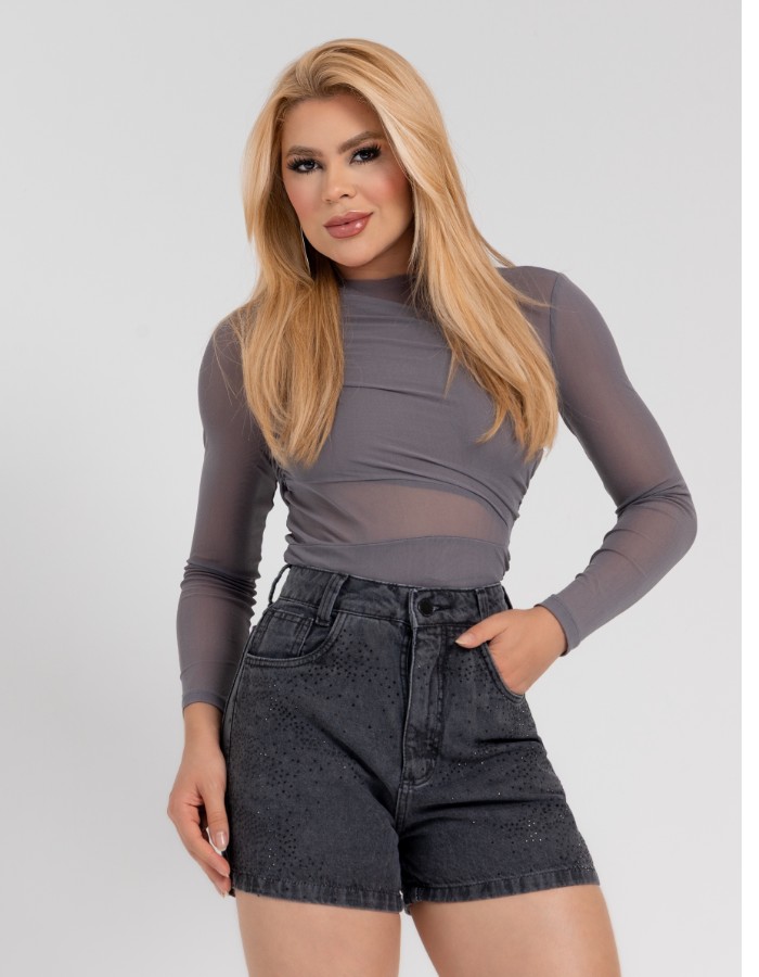 SHORT FEM 100% ALG. C/BRILHO
