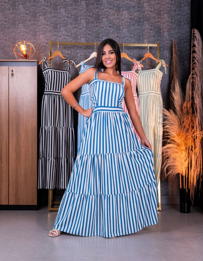 VESTIDO DE LISTRA CREPE