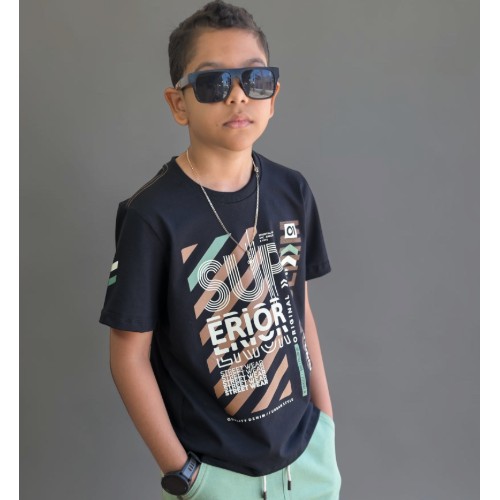 Camisa estampada preta superior 