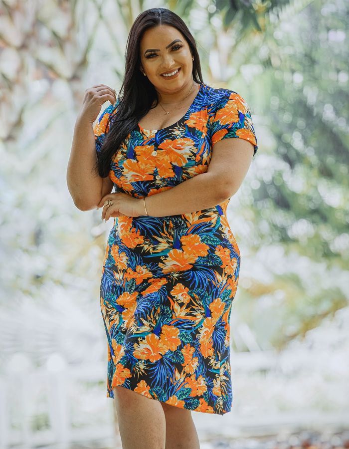VESTIDO CURTO 3 BOTÕES COM MANGA - TAM G