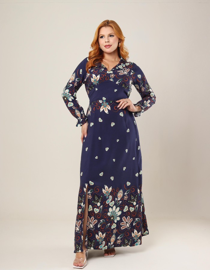 Vestido longo barrado valeria 