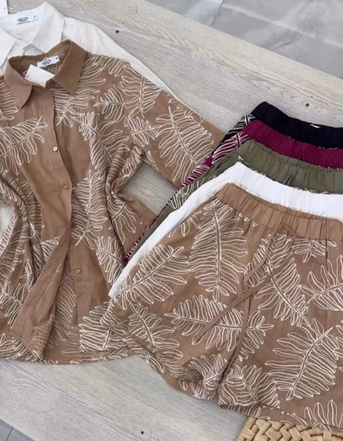 CAMISA M/L BORDADA + SHORT