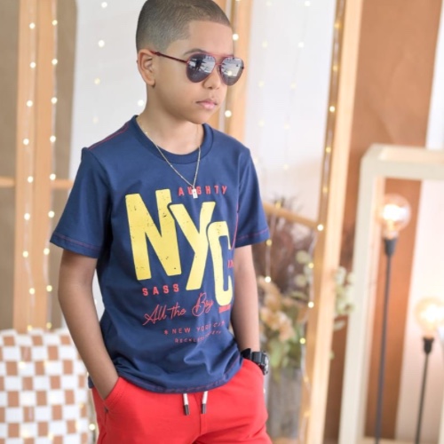 Camisa estampada NYC azul