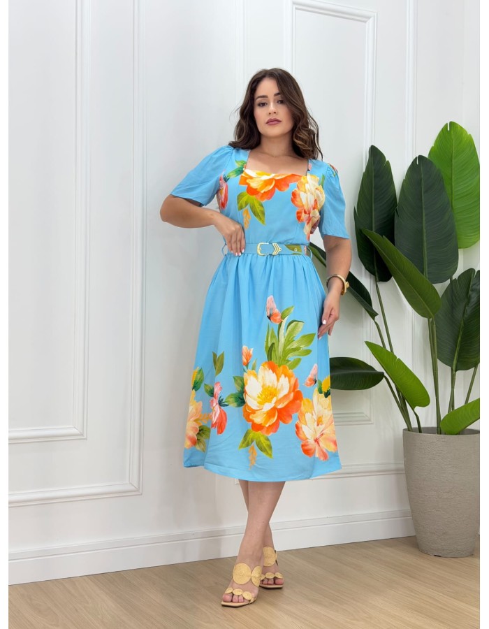 Vestido Midi Cinto 
