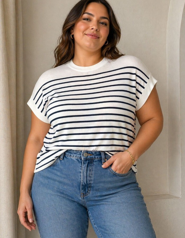 blusa listrada plus