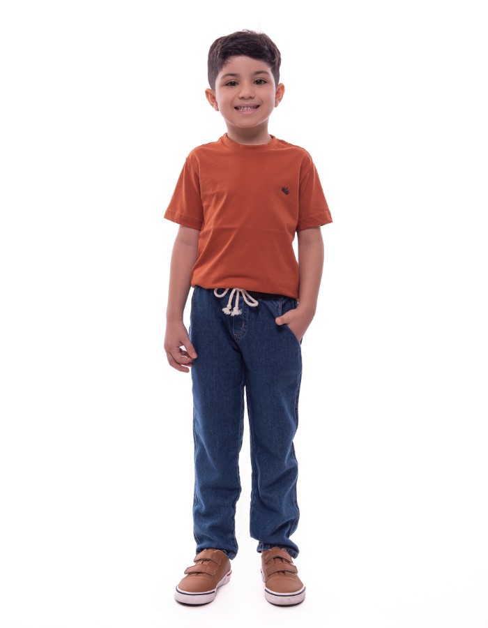 Calça Jeans elástico 100% algodão infantil e juvenil