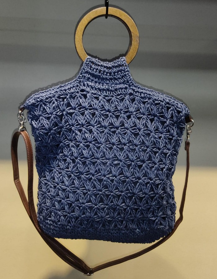 BOLSA FEM. ALÇA MADEIRA/COURO