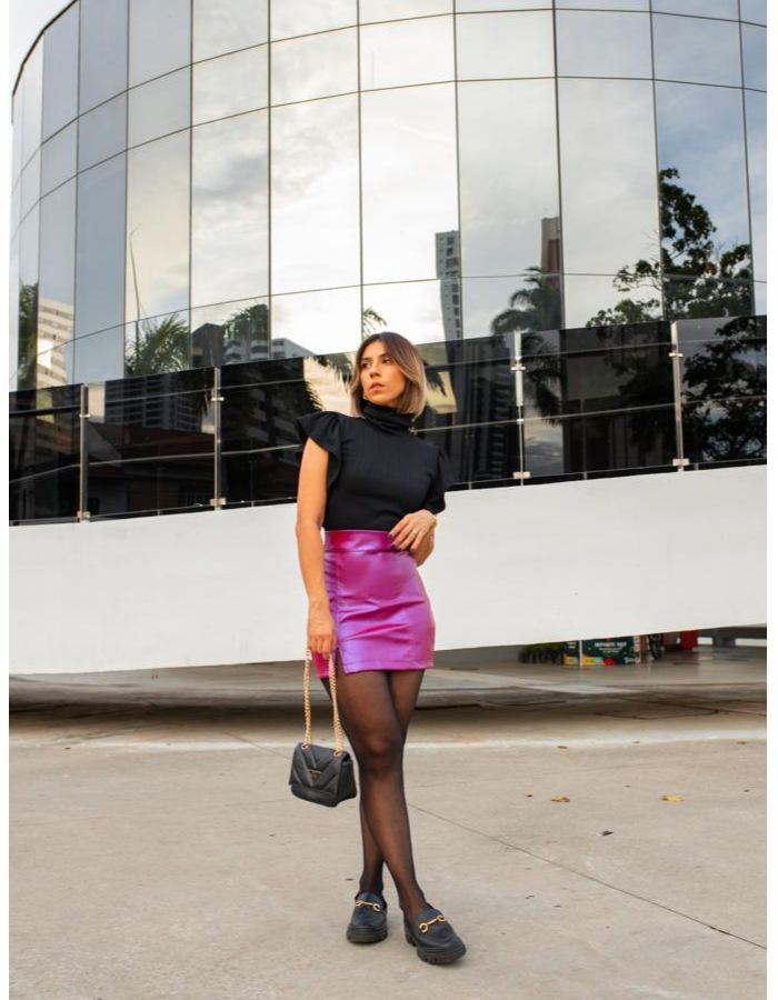 BLUSA GOLA ALTA BABADO
