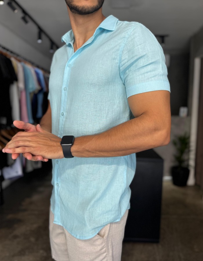 Produto linho-italiano-manga-curta-azul-turquesa 2
