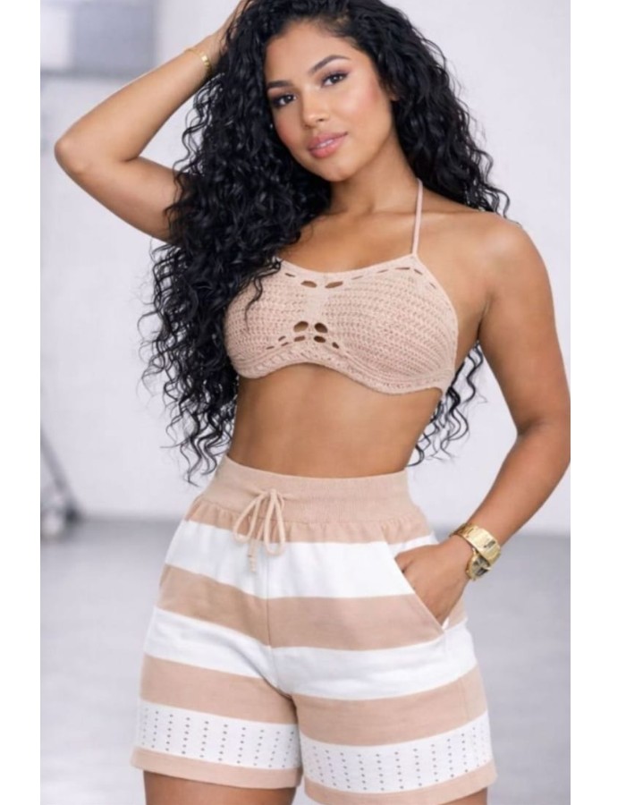 short trico listrado