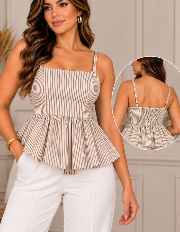 BLUSA DE LISTRA ALÇA REGULÁVEL