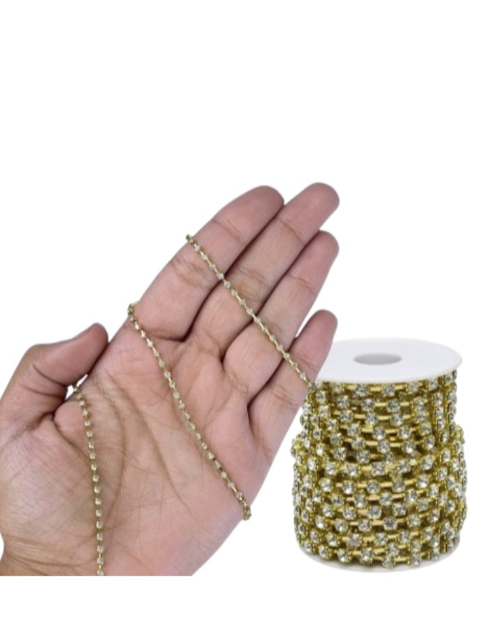 CORRENTE STRASS CRISTAL - ROLO C/ 10 METROS 