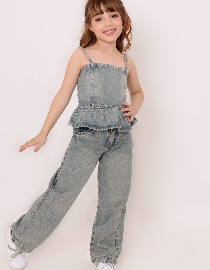 CALÇA JEANS INFANTIL (LAVADO SUJINHO) DESGRADEADA
