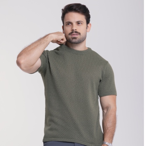 CAMISA TRICÔ GOLA CARECA COLMEIA 