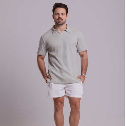 CAMISA GOLA V ELASTANO TEXTURE
