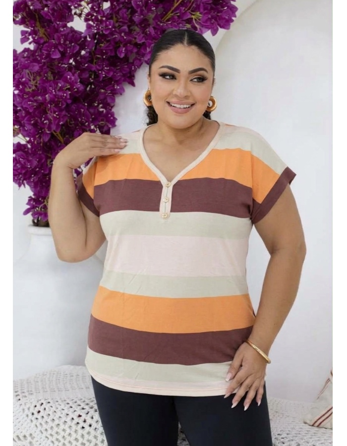 Blusa fio torcido 3 botões listra