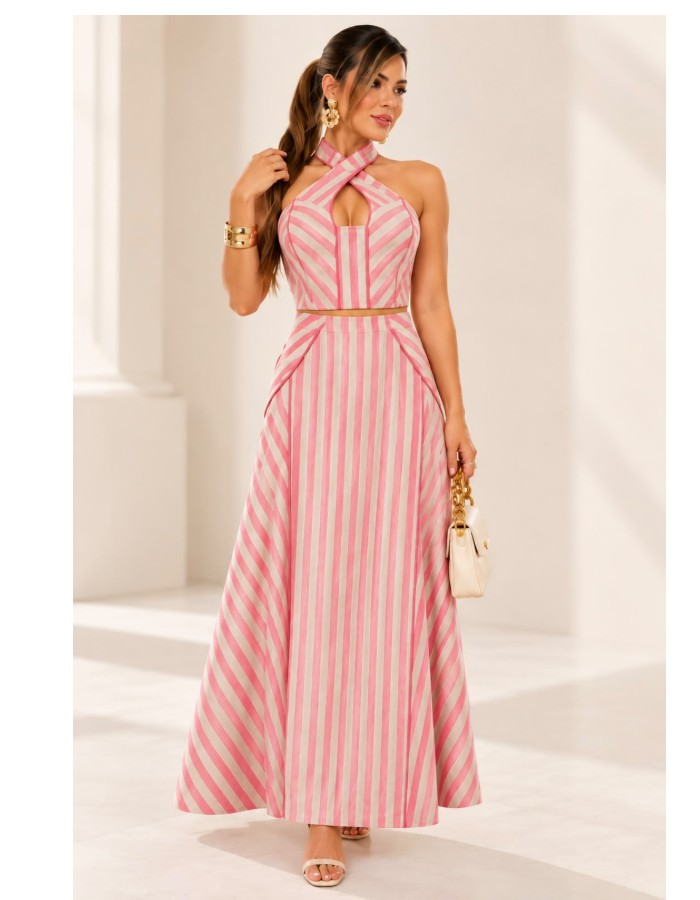 CONJUNTO LINHO SAIA E CROPPED