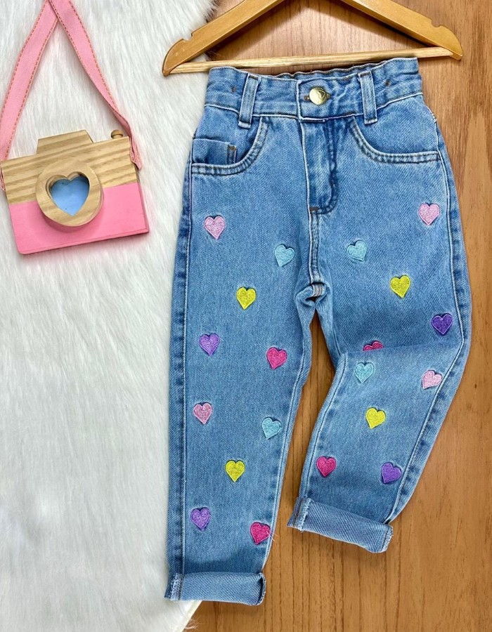 Calça jeans coração