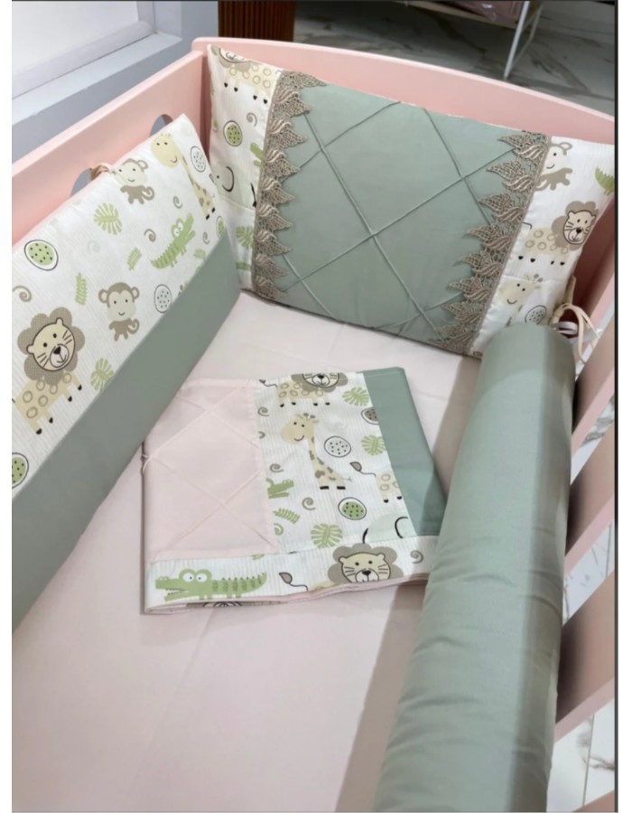 KIT PREMIUM MINI BERÇO SAFARI 7 PEÇAS