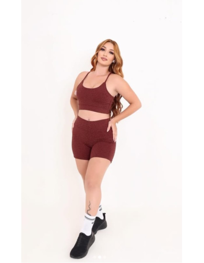 CONJUNTO JACQUARD ONÇINHA SHORT