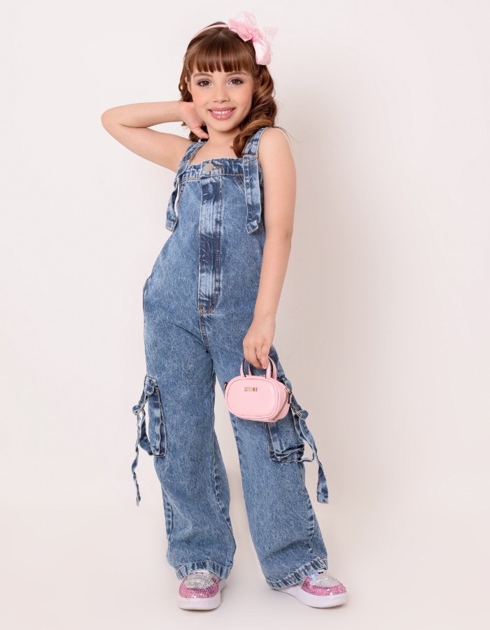 MACACÃO ALÇA JEANS INFANTIL