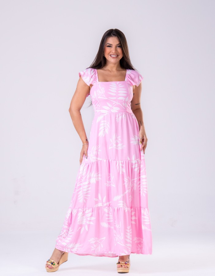 VESTIDO LONGO BABADINHO OMBRO (VISCOLINHO)