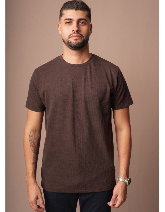 GOLA CARECA TEXTURIZADA LINTON SOLID COM GOLA DE TECIDO