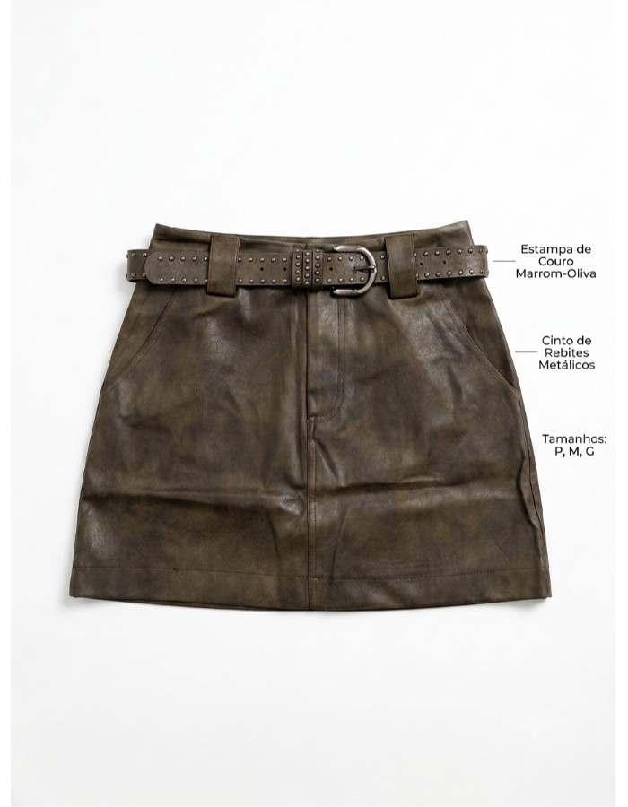 Short saia couro 