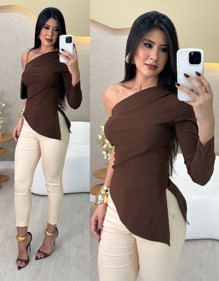 BLUSA ASSIMÉTRICA RIBANA PREMIUM
